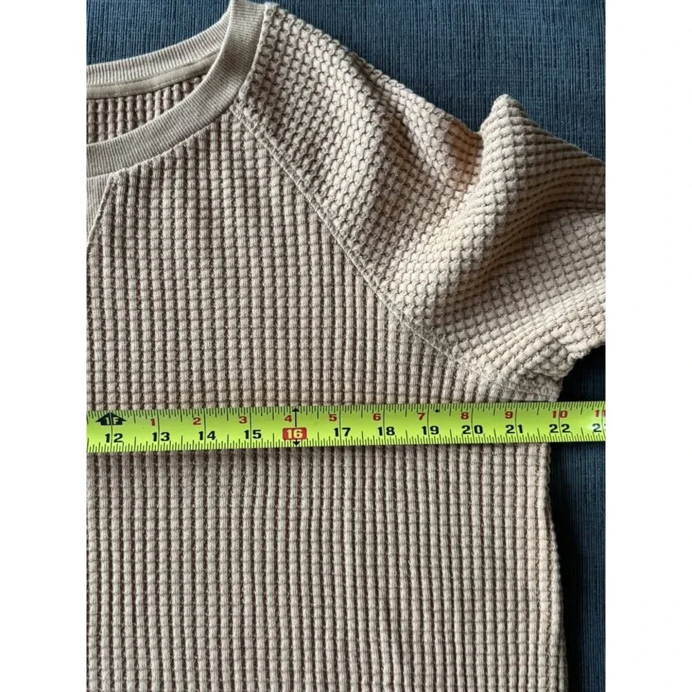 The North Face LARGE Chabot Crew Neck Waffle Knit Thermal Top Women's Tan Beige